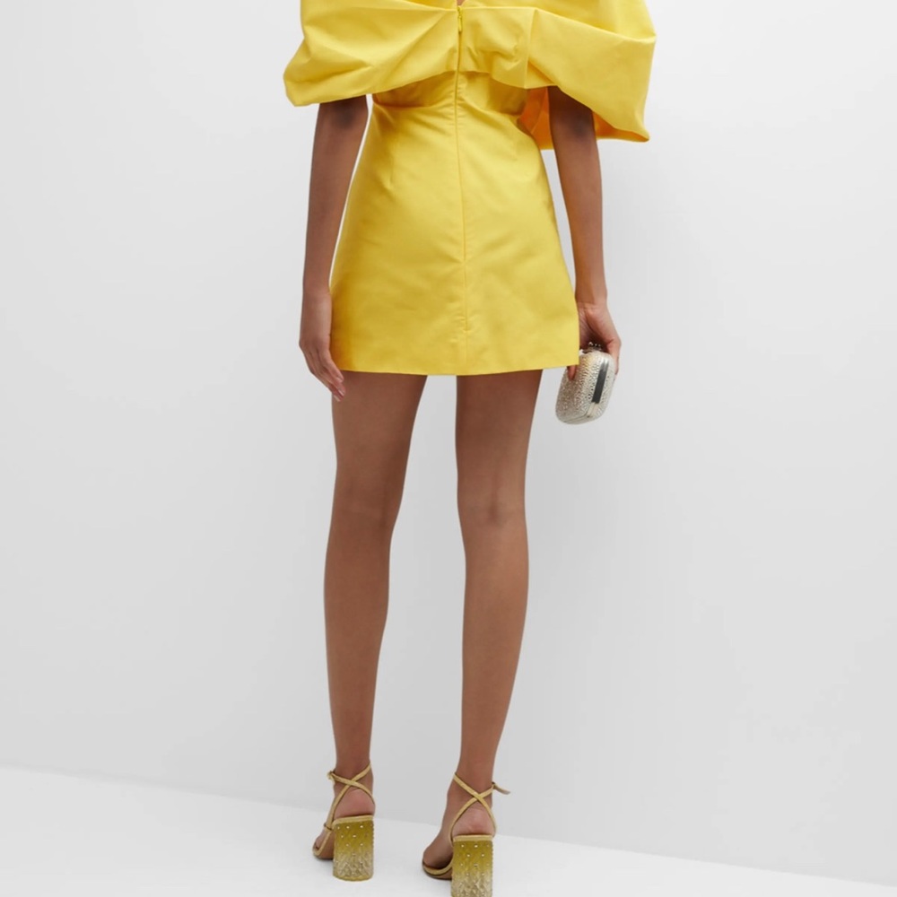 Rachel Gilbert Xavier Off-the-Shoulder Puff-Sleeve Mini Dress in Yellow Size 6 - Picture 3 of 14